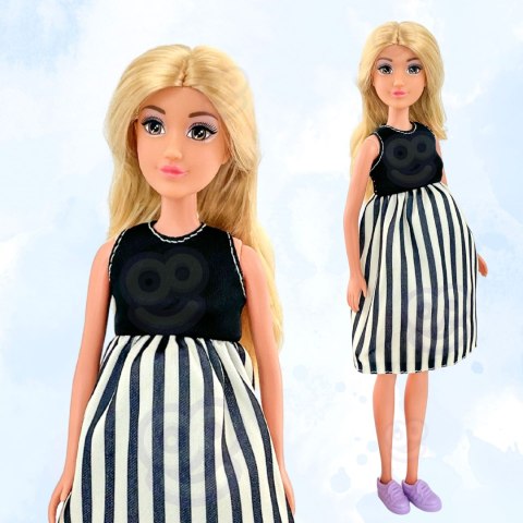 WOOPIE ROYAL Lalka Lily w Ciąży Sukienka w Czarno-białe Paski