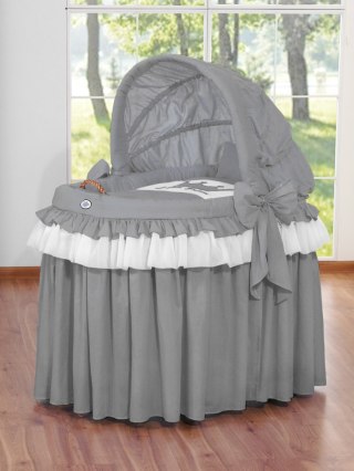 Kosz Mojżesza wiklinowy ze składaną budką- Little Princess antracyt