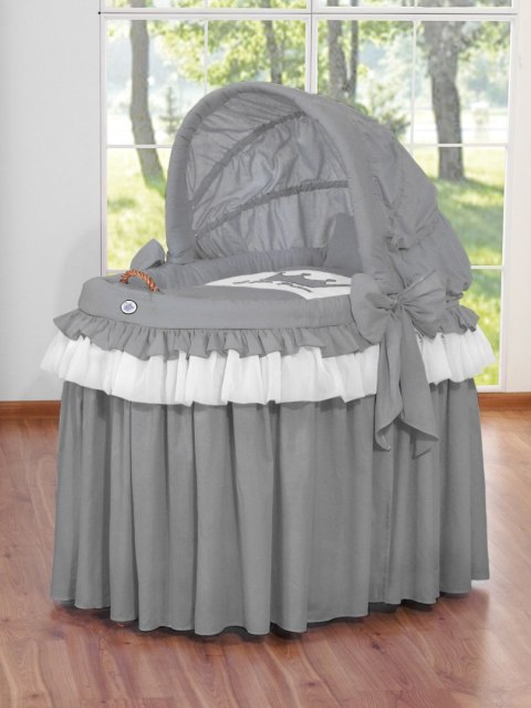 Kosz Mojżesza wiklinowy ze składaną budką- Little Princess antracyt