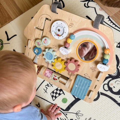 TOOKY TOY Duża Drewniana Tablica Manipulacyjna Domek - Centrum Aktywności