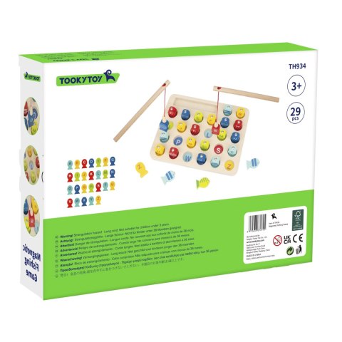Tooky Toy Drewniana Gra Łowienie Rybek Nauka Literek 29 El.
