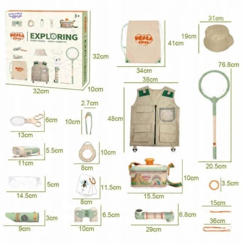 WOOPIE Discovery Zestaw Małego Odkrywcy Lornetka Kompas Siatka na Owady Motyle Latarka