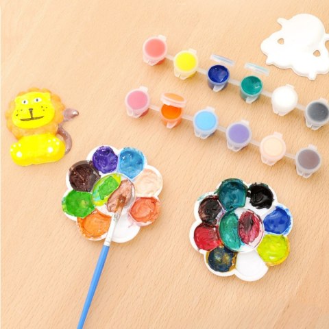 WOOPIE Zestaw Kreatywny z Farbami DIY Zrób Odlewy Gipsowe Figurki i Pomaluj - Zestaw Zwierzątka