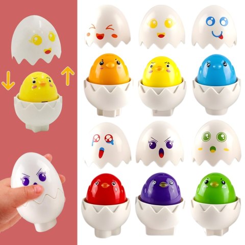 Woopie Układanka Sorter Montessori Dopasuj Kształty Wesołe Kurczaczki Jajka 6Szt