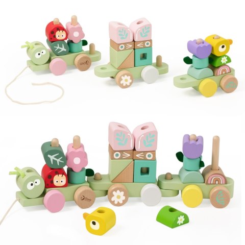 Classic World Montessori Kolejka Gąsienica Drewniana Układanka