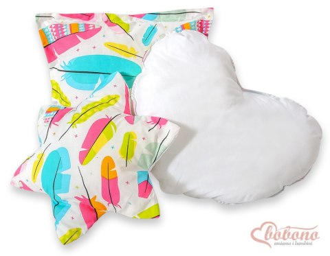 Namiot TIPI dla dzieci + mata + poduszki + zawieszki pióra - Kolorowe piórka