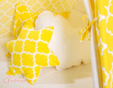 Namiot TIPI dla dzieci + mata + poduszki + zawieszki pióra - Maroko żółte