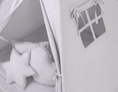 Namiot Tipi dla dzieci + zawieszki pióra - szary