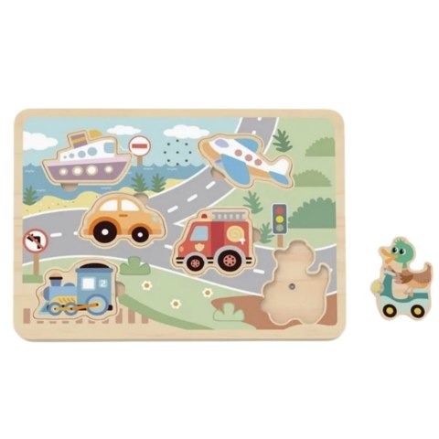 Tooky Toy Drewniane Interaktywne Puzzle Pojazdy