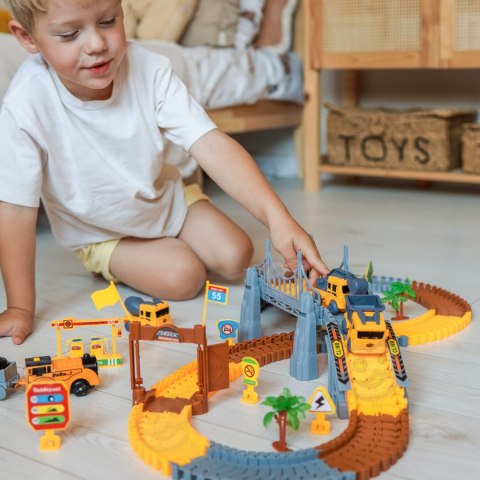 WOOPIE Tor Samochodowy XXL Kolejka Elektryczna Plac Budowy 174 el.