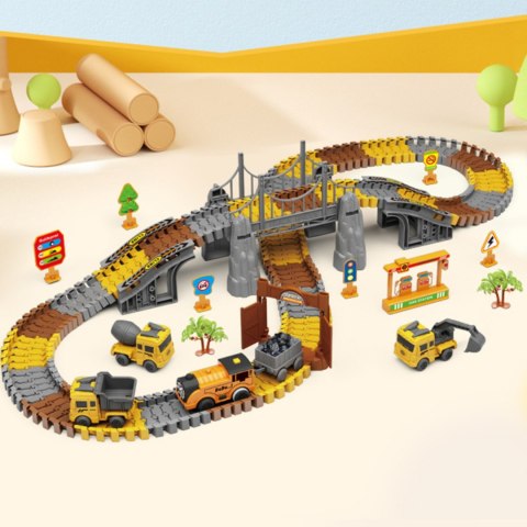 WOOPIE Tor Samochodowy XXL Kolejka Elektryczna Plac Budowy 174 el.