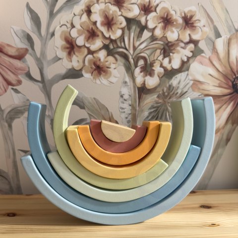 Tooky Toy Pastelowa Układanka Drewniane Klocki Montessori Tęcza