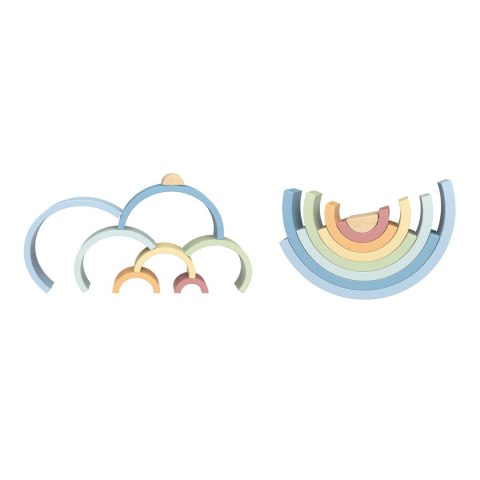 Tooky Toy Pastelowa Układanka Drewniane Klocki Montessori Tęcza