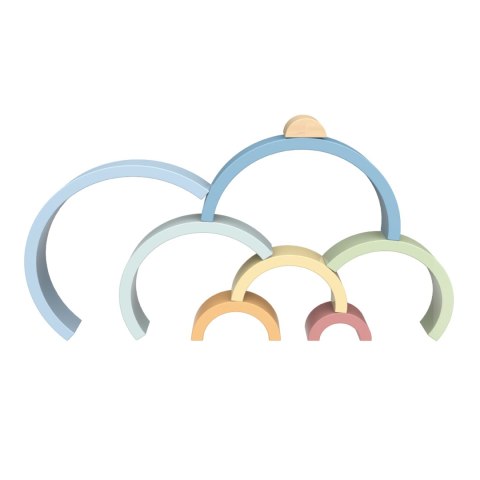 Tooky Toy Pastelowa Układanka Drewniane Klocki Montessori Tęcza