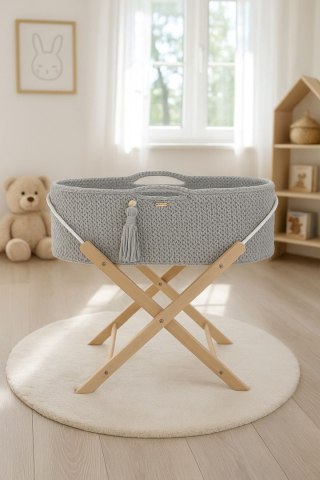 Kosz Mojżesza BOHO Handmade ze stojakiem - szary